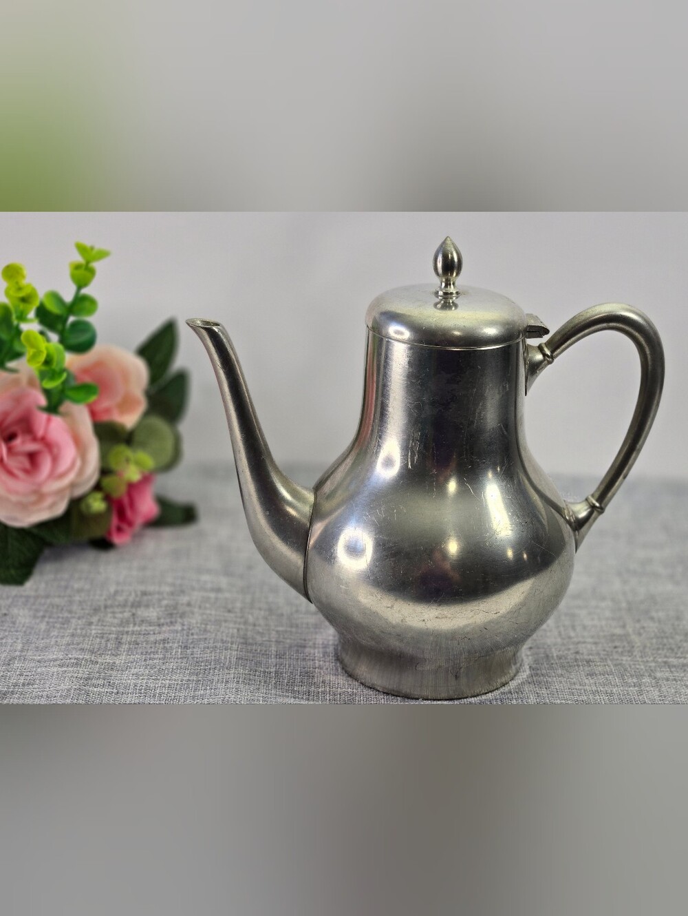 Vintage Metawa Holland Pewter Coffee Pot Teapot | Mid-Century Dutch Metalware